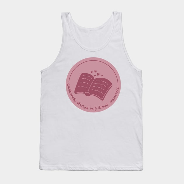 Emotionally attached to fictional characters red pink romance book design with hearts (round) Tank Top by loulou-artifex